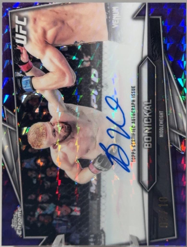 Bo Nickal 2026 Topps Chrome UFC Base Autographs #BAV-BN Purple Geometric Refractor