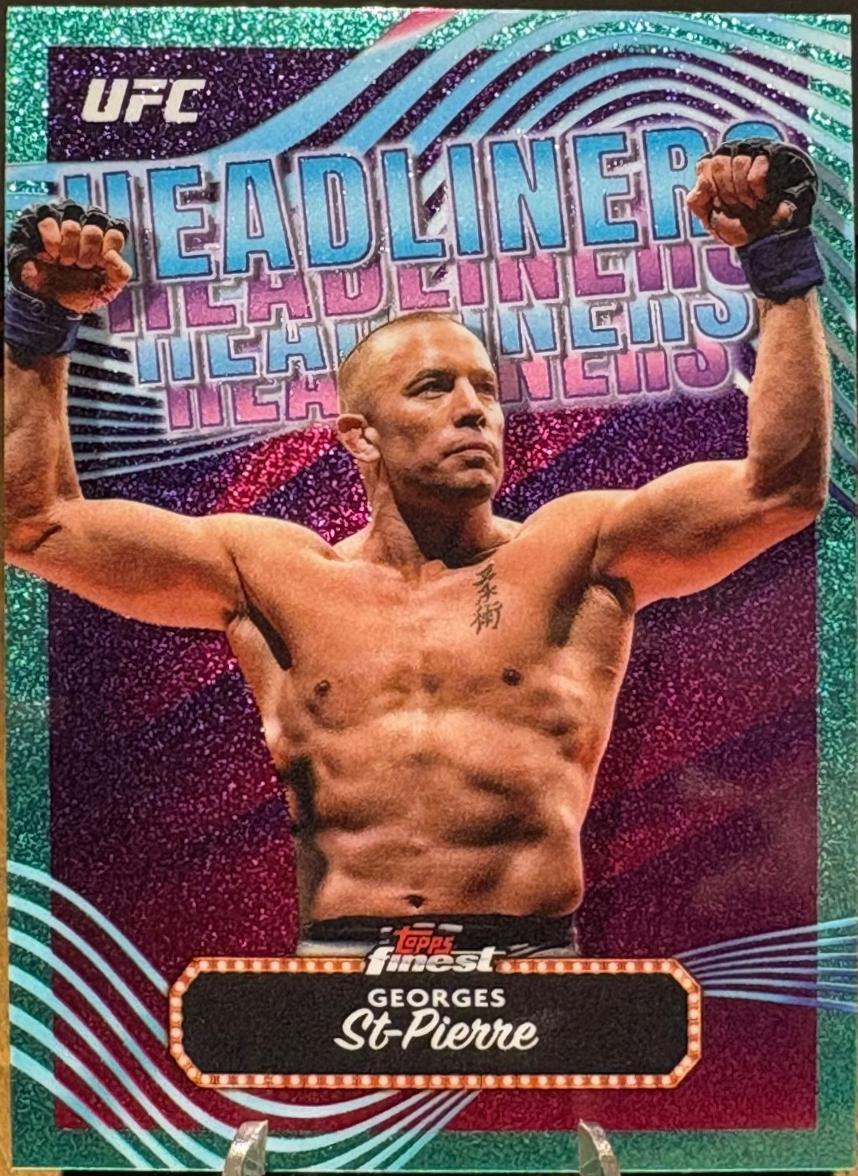 Georges St-Pierre 2024 Topps Finest UFC Headliners #HDL-21 Aqua Glitter Refractor