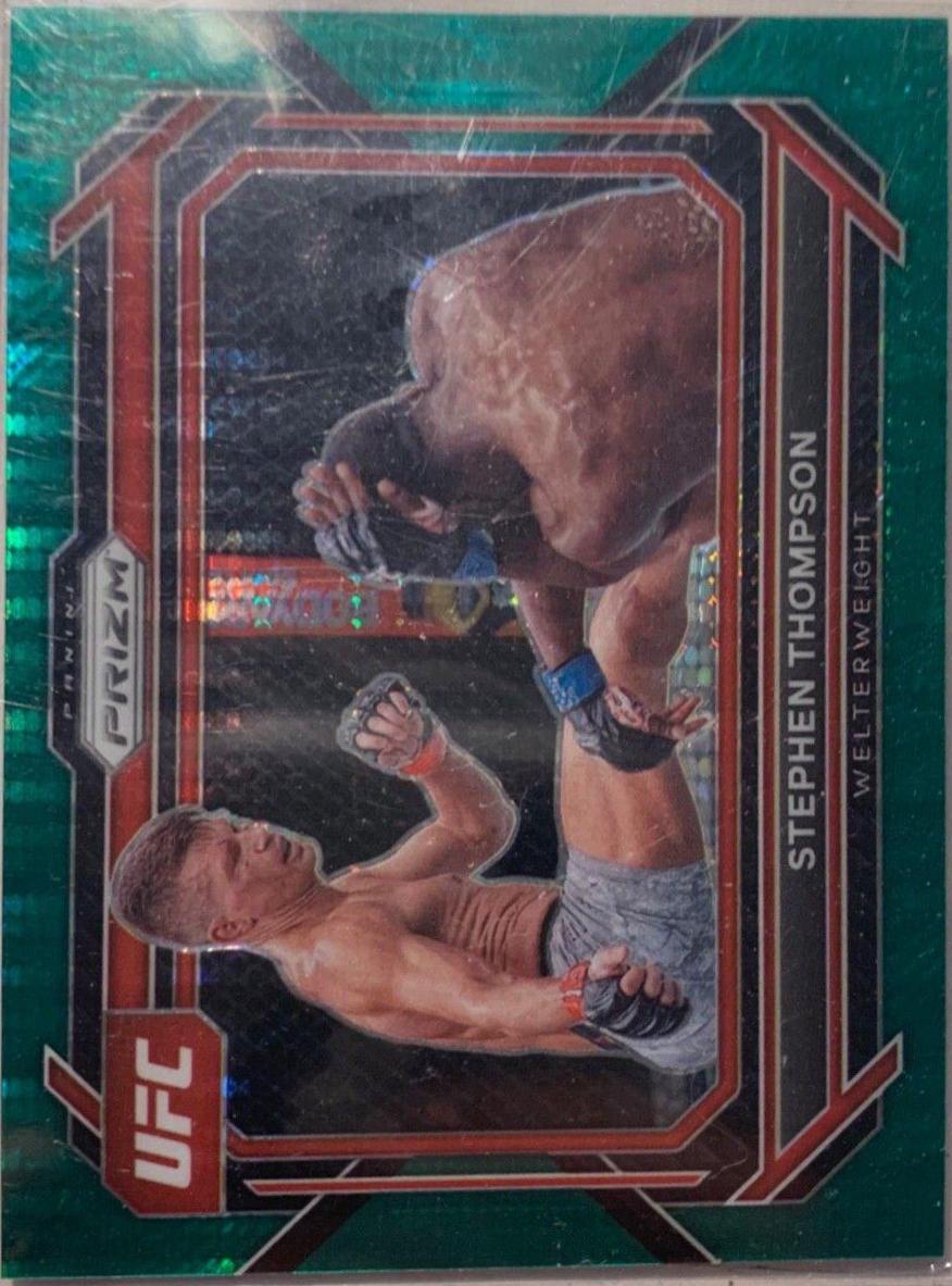 Stephen Thompson 2023 Panini Prizm UFC Base #91 Green Pulsar