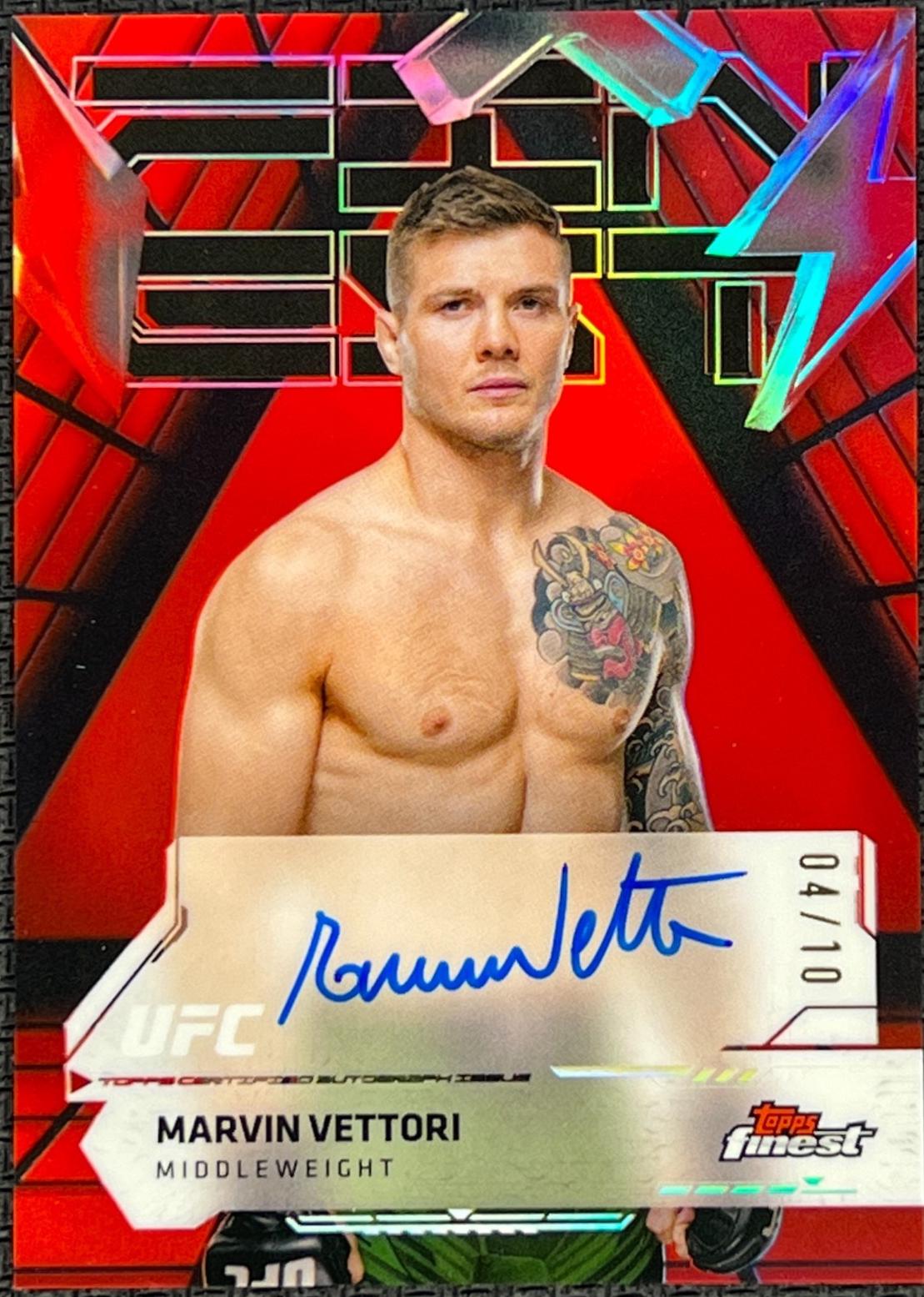 Marvin Vettori 2025 Topps Finest UFC Finest Autographs #FA-MI Red Black Vapor Refractor