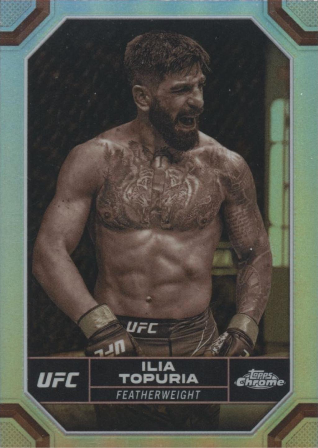 Ilia Topuria 2024 Topps Chrome UFC Base #77 Sepia Refractor
