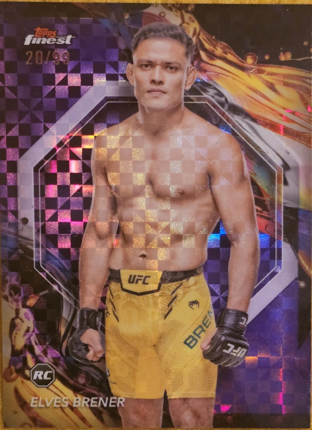 Elves Brener 2024 Topps Finest UFC Base Uncommon #185 Purple Checkerboard Refractor