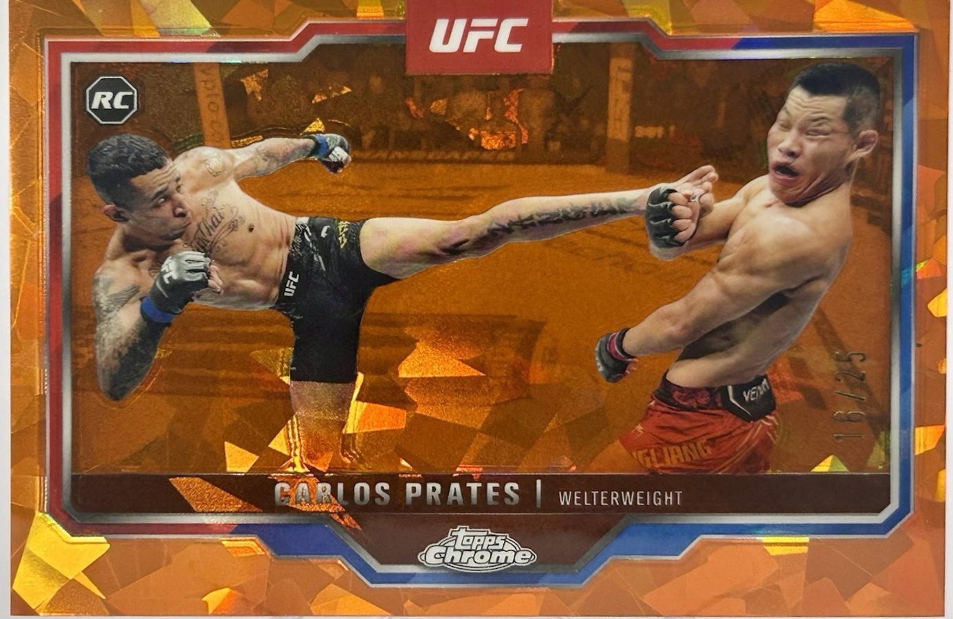 Carlos Prates 2025 Topps Chrome Sapphire UFC Base Sapphire #40 Orange Sapphire