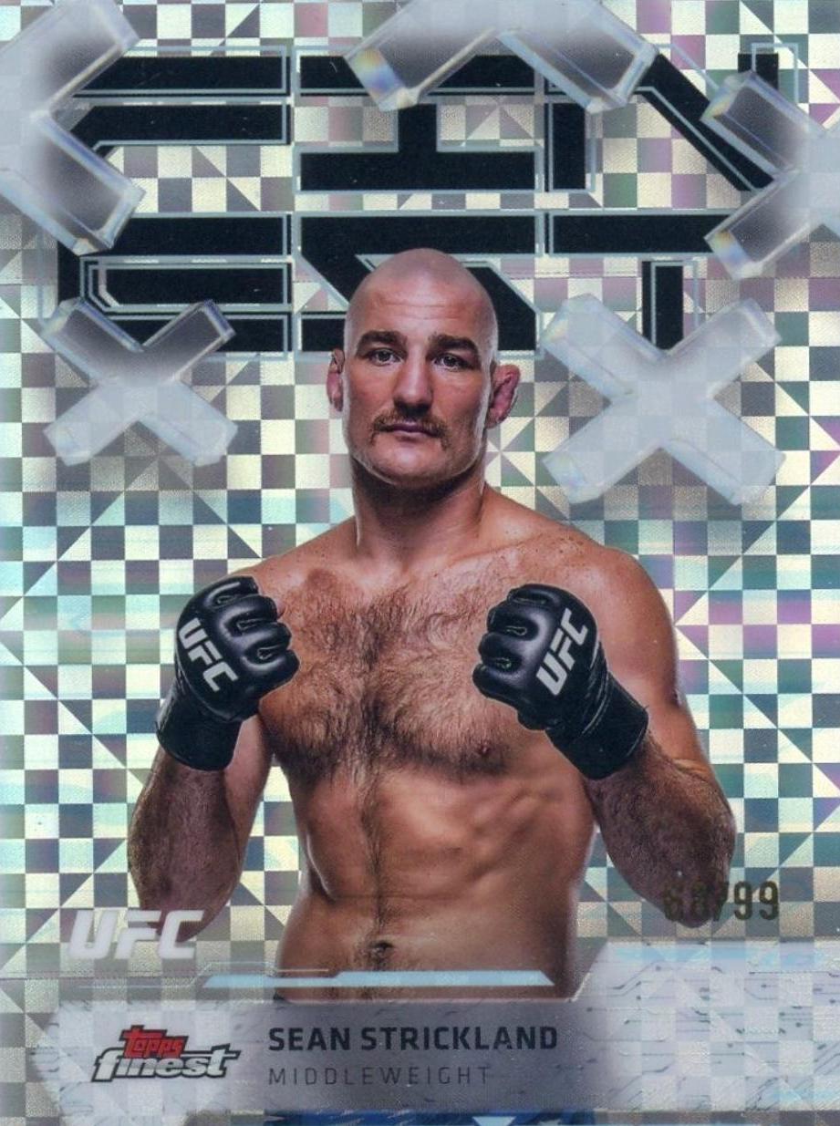 Sean Strickland 2025 Topps Finest UFC Base Common #8 Blue Checkerboard Refractor