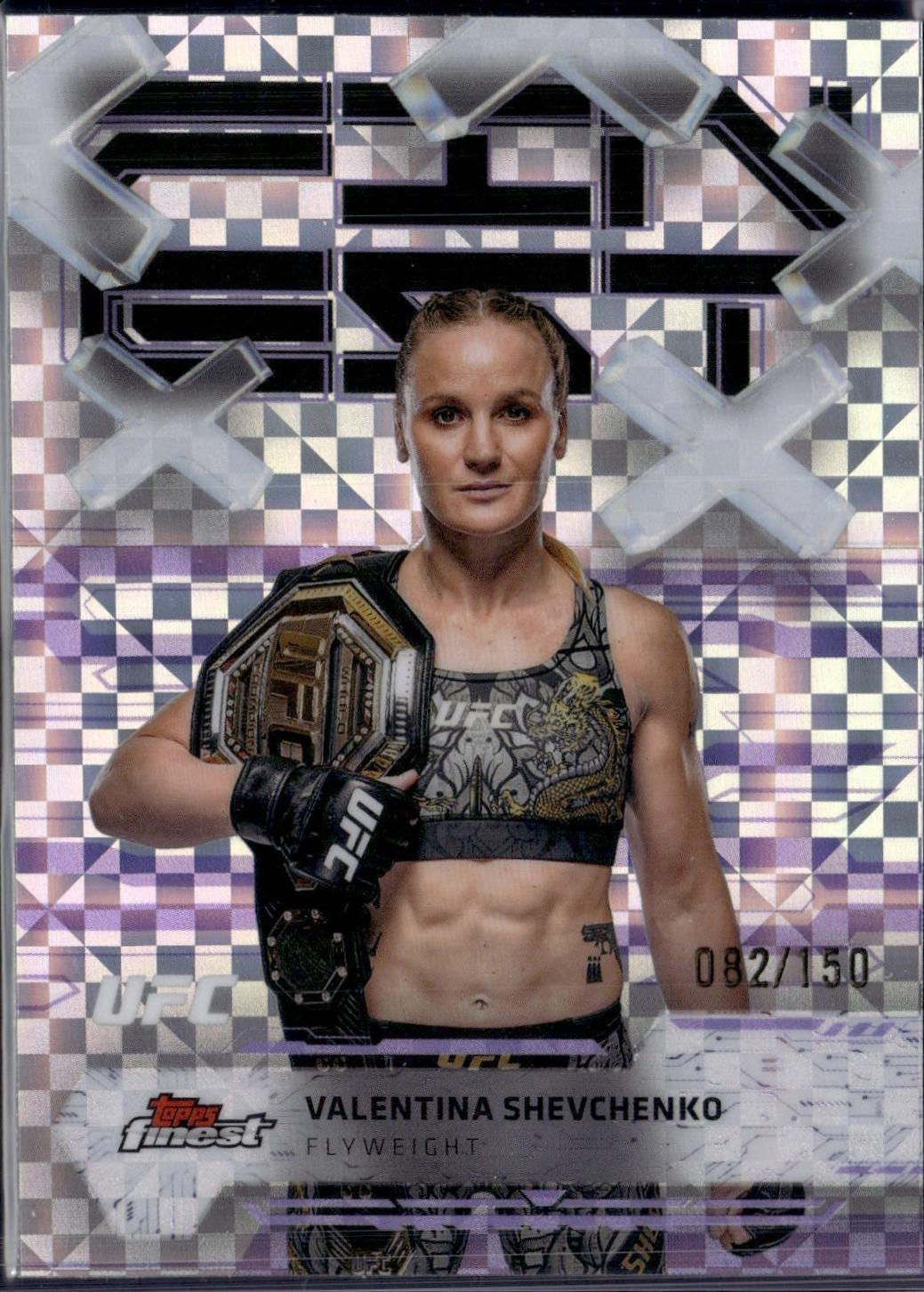 Valentina Shevchenko 2025 Topps Finest UFC Base Common #32 Purple Checkerboard Refractor