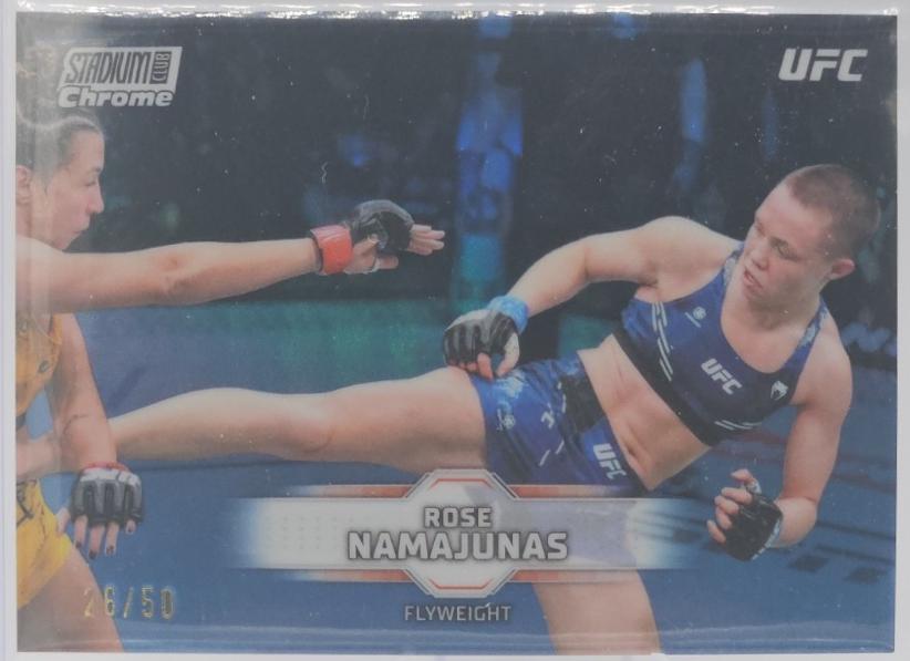 Rose Namajunas 2026 Topps Stadium Club UFC Chrome Base #CB-107 Tie-Dye Refractor