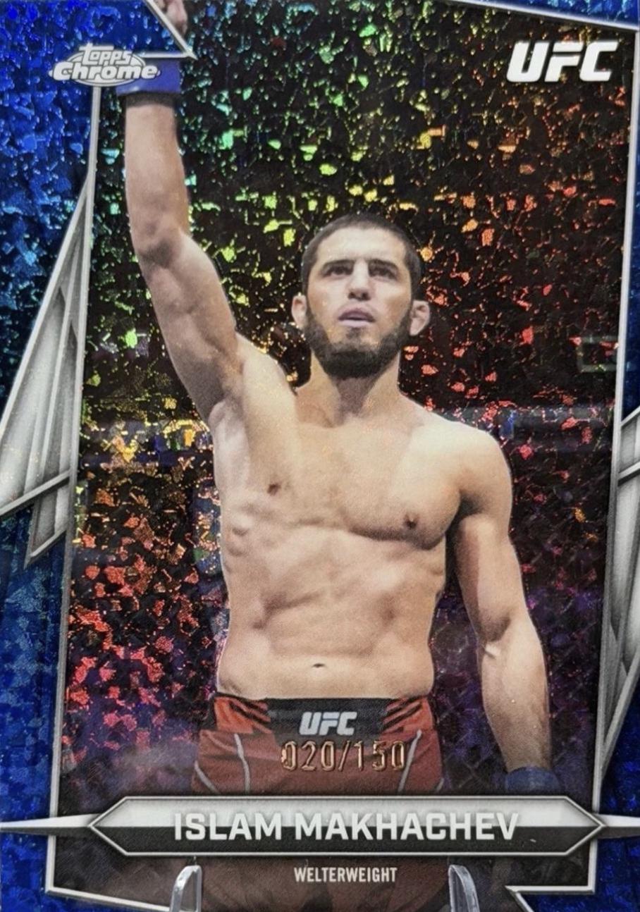 Islam Makhachev 2026 Topps Chrome UFC Base #47 Blue Mini Diamonds Refractor