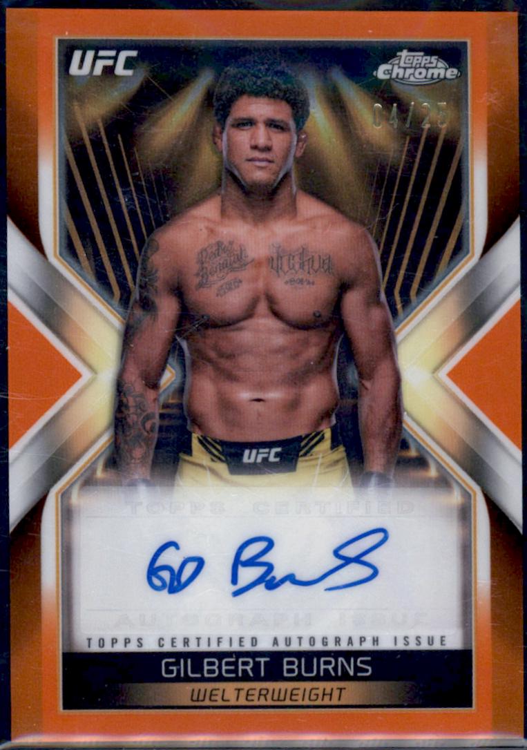 Gilbert Burns 2024 Topps Chrome UFC Main Event Autographs #MEA-GBU Orange Refractor