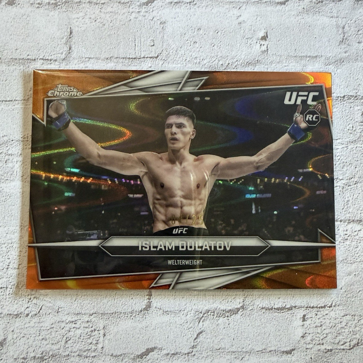 Islam Dulatov 2026 Topps Chrome UFC Base #24 Orange Ray Wave Refractor