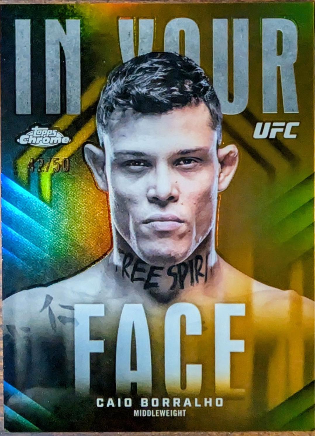 Caio Borralho 2026 Topps Chrome UFC In Your Face #IYF-7 Gold Refractor