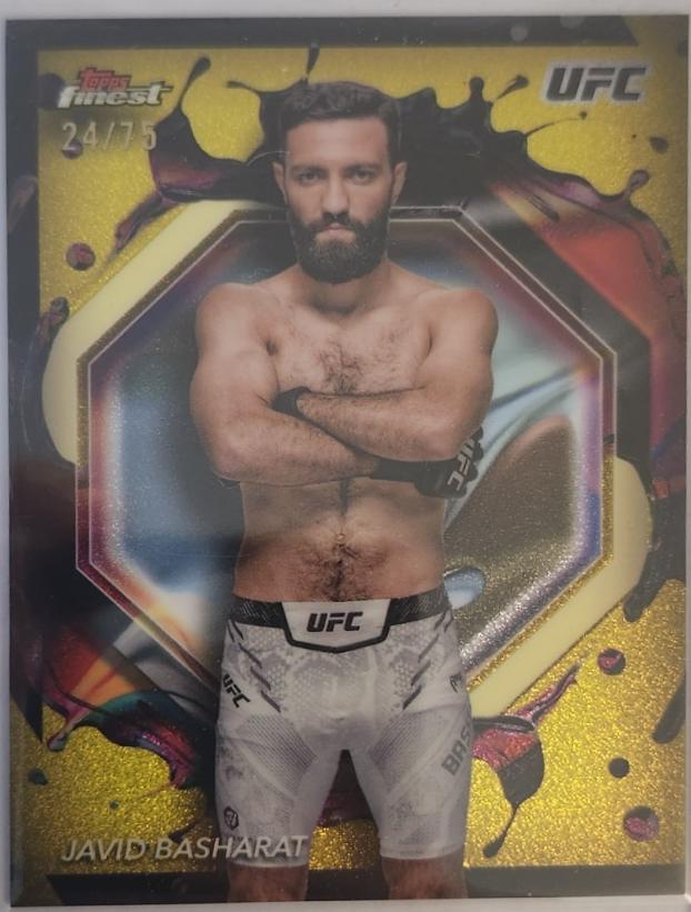 Javid Basharat 2024 Topps Finest UFC Base Rare #254 Yellow Glitter Refractor