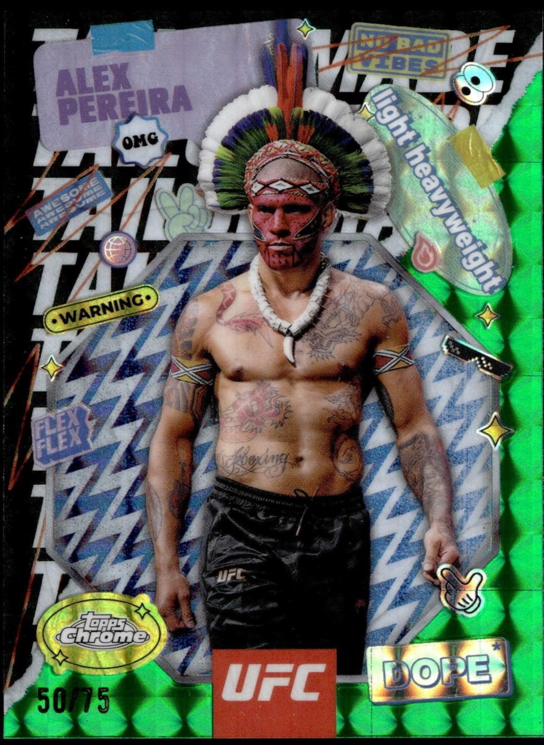 Alex Pereira 2025 Topps Chrome UFC Tailor Made #TRM-7 Geometric Green Refractor