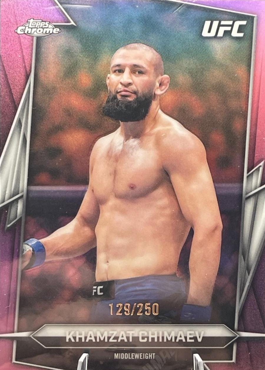 Khamzat Chimaev 2026 Topps Chrome UFC Base #125 Pink Refractor