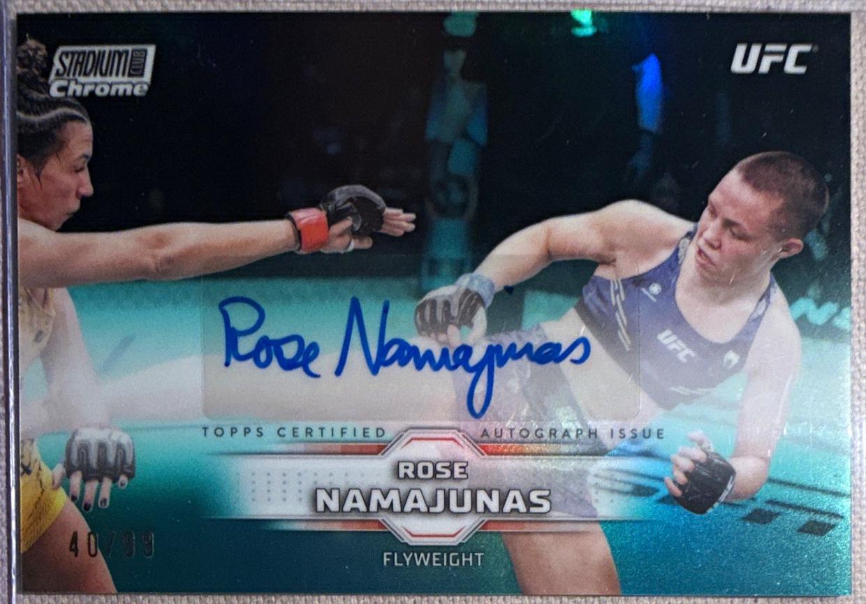 Rose Namajunas 2026 Topps Stadium Club UFC Chrome Autographs #CAV-RNS Turquoise Refractor
