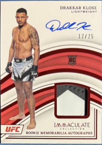 Drakkar Klose 2023 Panini Immaculate Collection UFC Rookie Memorabilia Autographs #106 Red Autograph