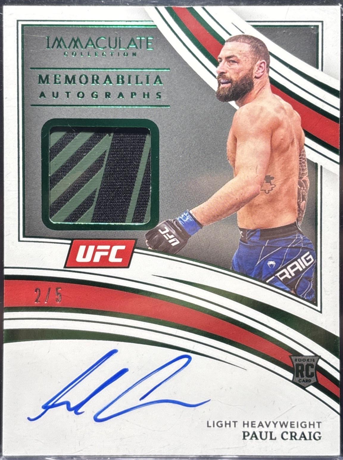Paul Craig 2022 Panini Immaculate UFC Rookie Memorabilia Autographs #104 Green