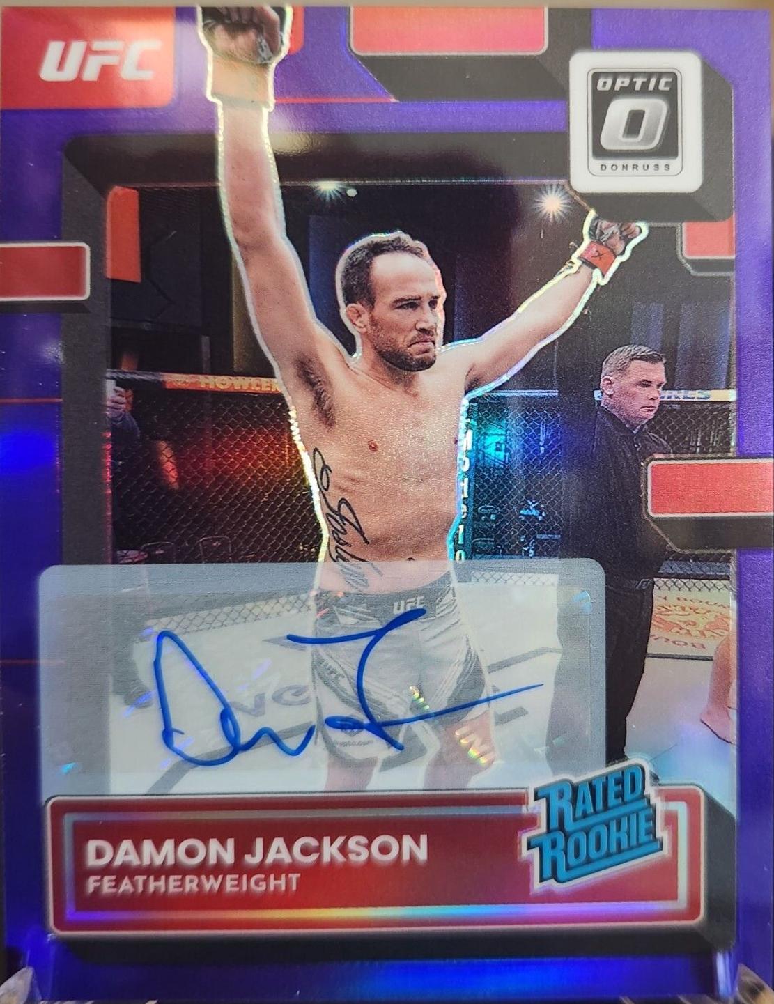 Damon Jackson 2023 Panini Donruss Optic UFC Base Rated Rookies Signatures #104 Purple