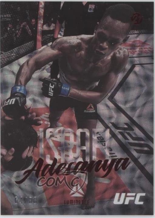 Israel Adesanya 2021 Panini Chronicles UFC Base Luminance #60 Asia Red