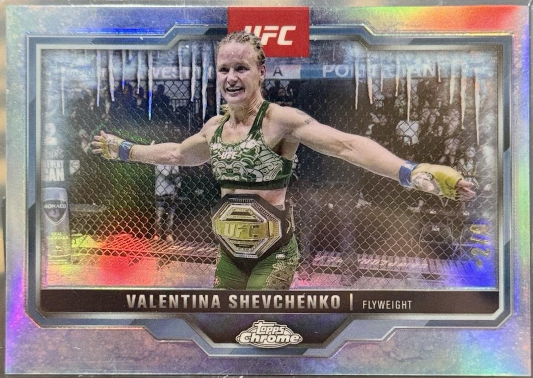 Valentina Shevchenko 2025 Topps Chrome UFC Base #166 Red Refractor