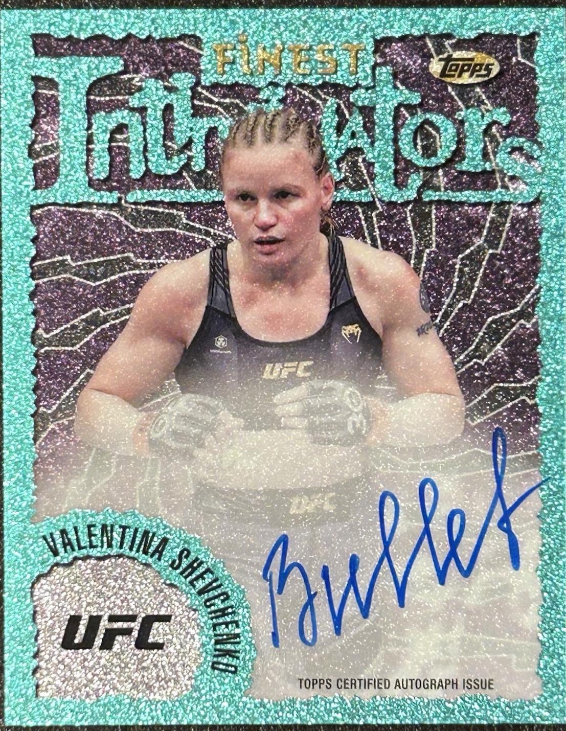 Valentina Shevchenko 2024 Topps Finest UFC Intimidators Autographs #IA-VSH Aqua Glitter Refractor