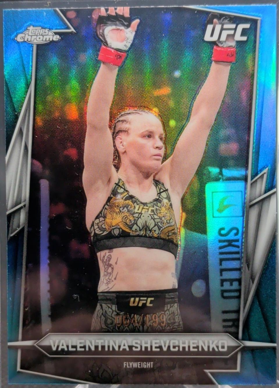 Valentina Shevchenko 2026 Topps Chrome UFC Base #3 Aqua Refractor