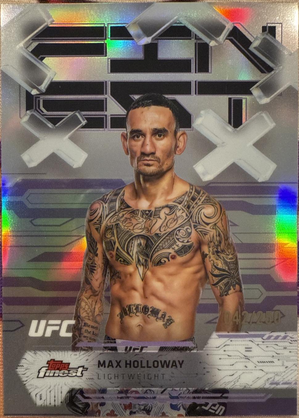 Max Holloway 2025 Topps Finest UFC Base Common #45 Purple Refractor