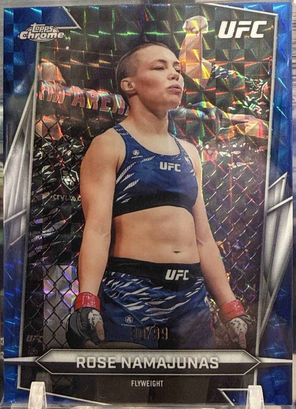 Rose Namajunas 2026 Topps Chrome UFC Base #87 Blue Geometric Refractor