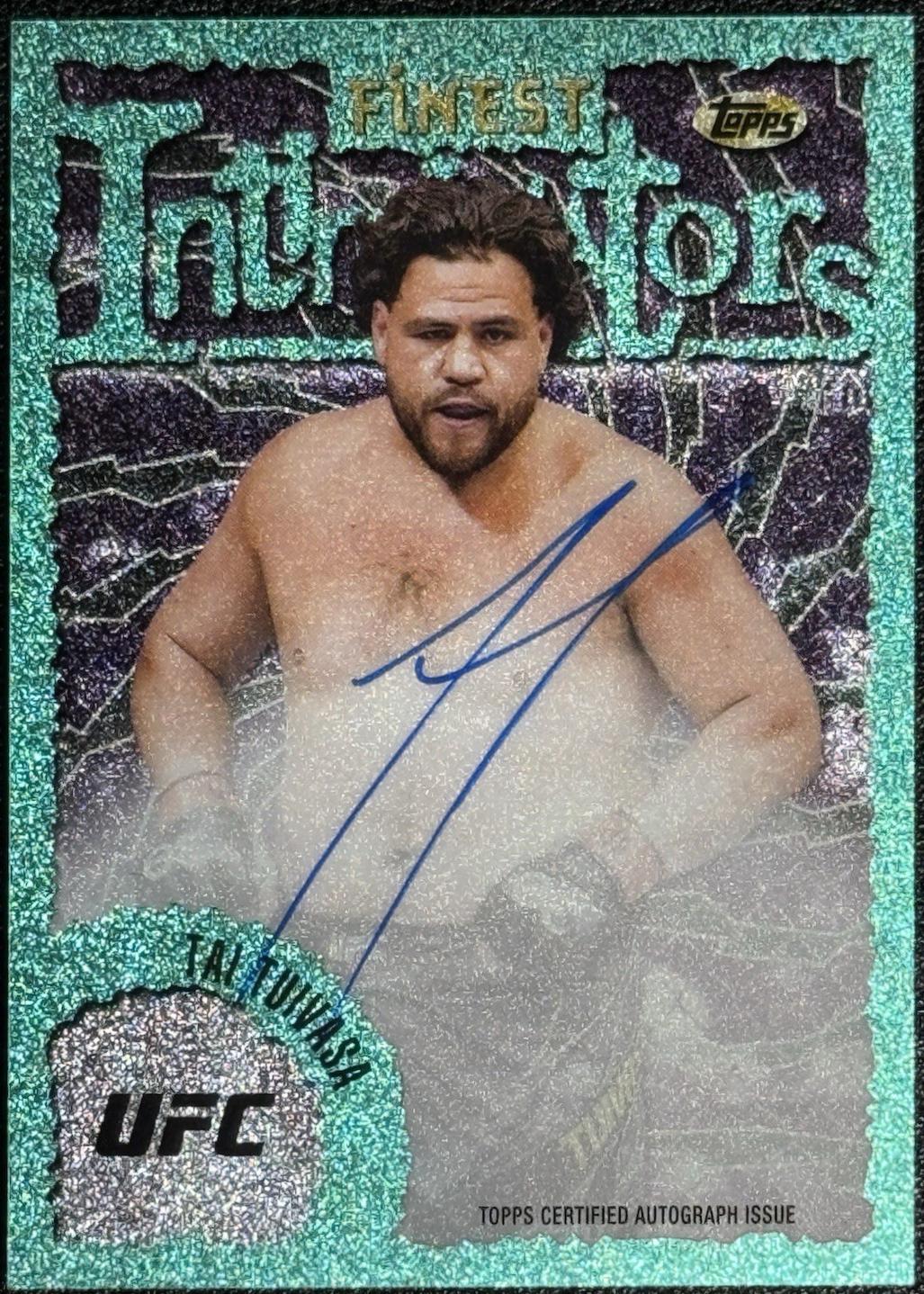 Tai Tuivasa 2024 Topps Finest UFC Intimidators Autographs #IA-TTA Aqua Glitter Refractor