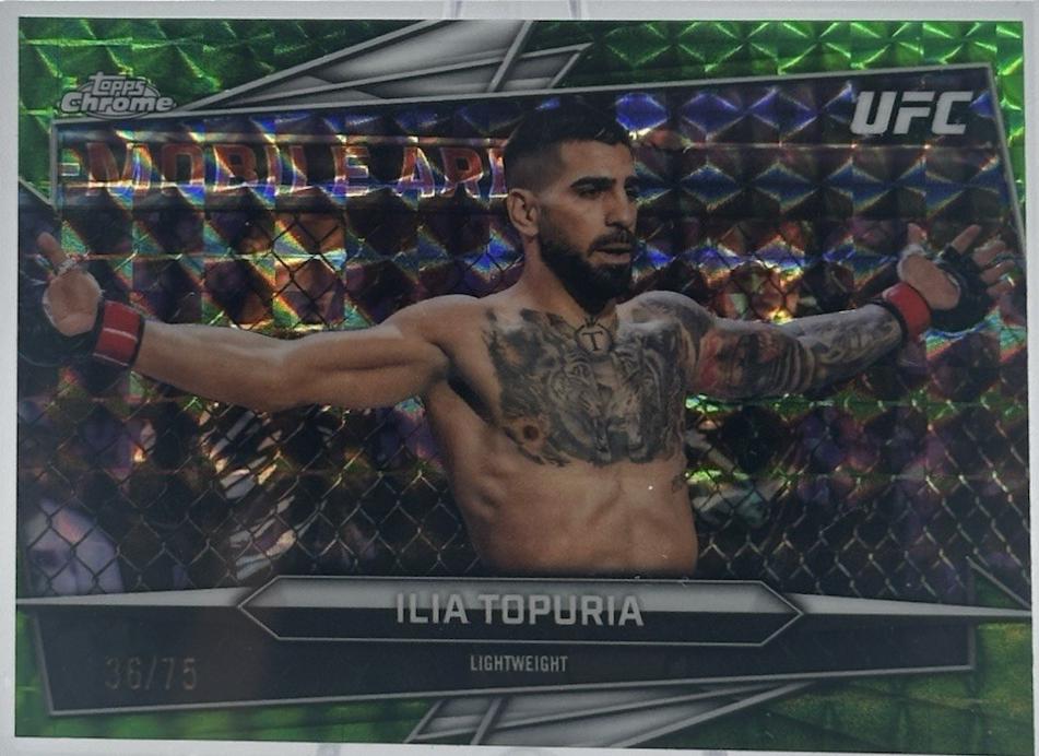Ilia Topuria 2026 Topps Chrome UFC Base #1 Green Geometric Refractor