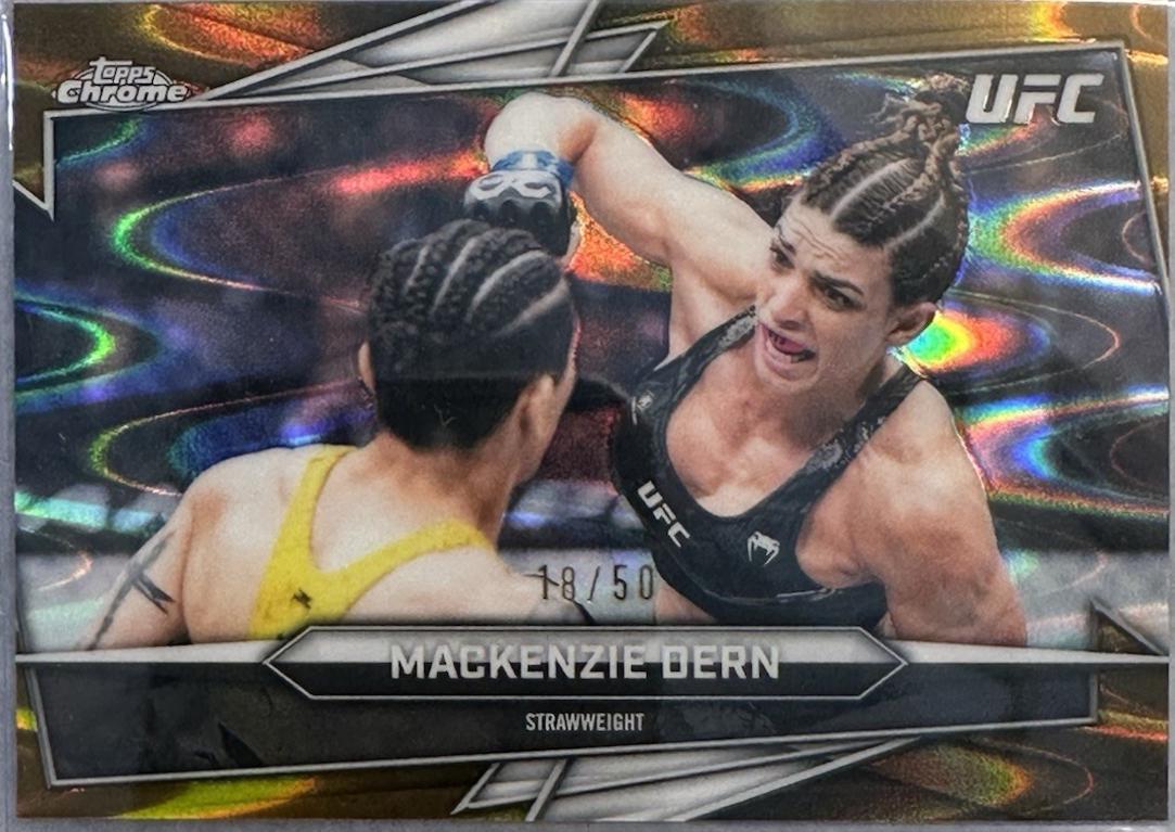 Mackenzie Dern 2026 Topps Chrome UFC Base #185 Gold Ray Wave Refractor