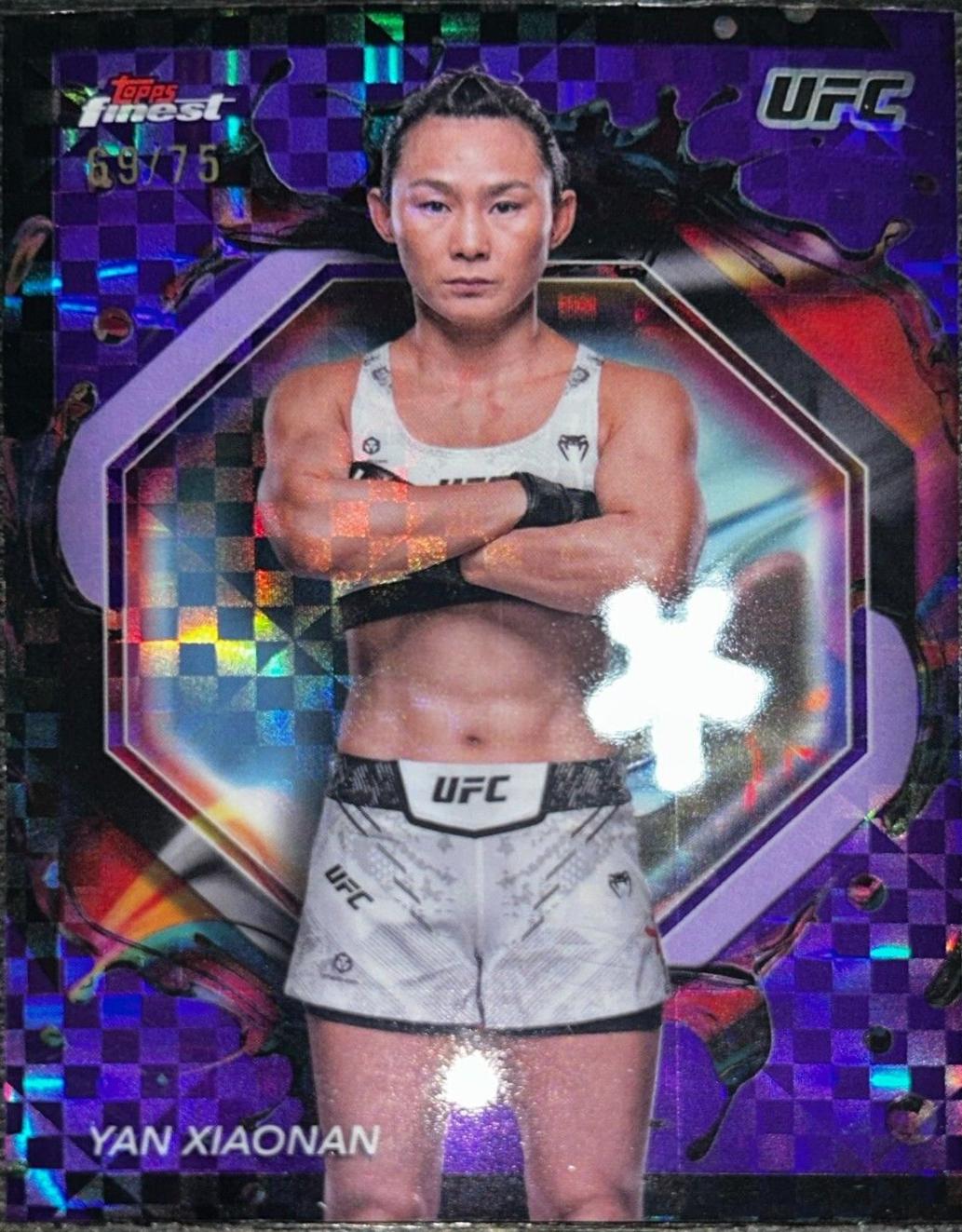 Yan Xiaonan 2024 Topps Finest UFC Base Rare #242 Purple Checkerboard Refractor