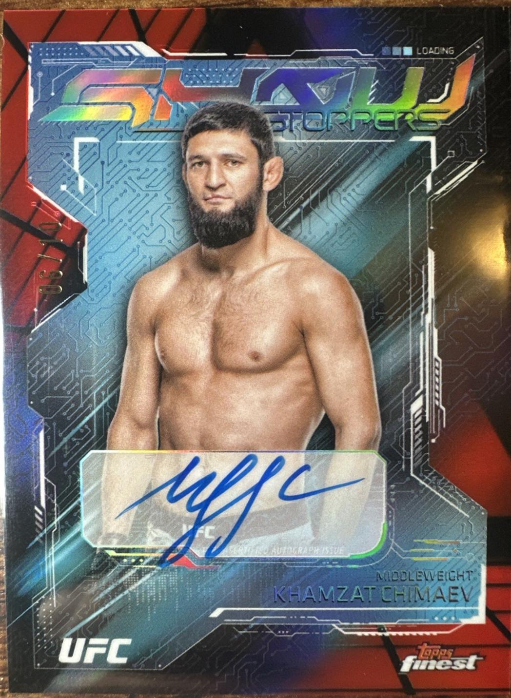 Khamzat Chimaev 2025 Topps Finest UFC Showstopper Autographs #SSA-KC Red Black Vapor Refractor
