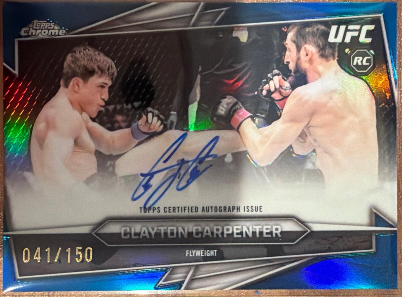 Clayton Carpenter 2026 Topps Chrome UFC Base Autographs #BAV-CR Blue Refractor