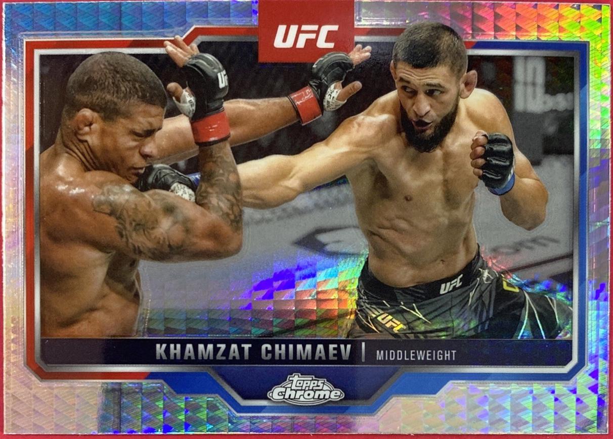 Khamzat Chimaev 2025 Topps Chrome UFC Base #102 Prism Refractor