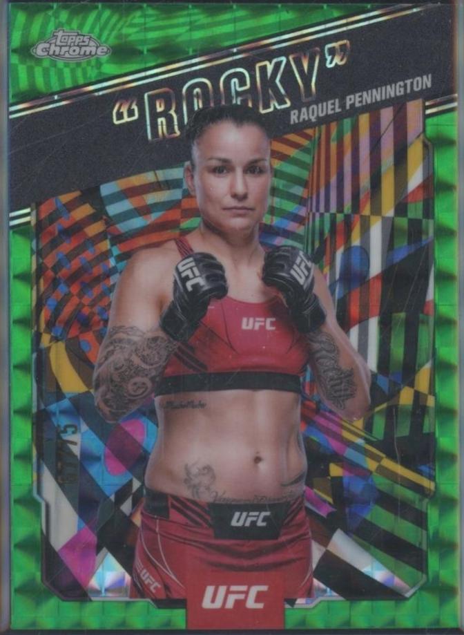 Raquel Pennington 2025 Topps Chrome UFC AKA #AKA-8 Geometric Green Refractor