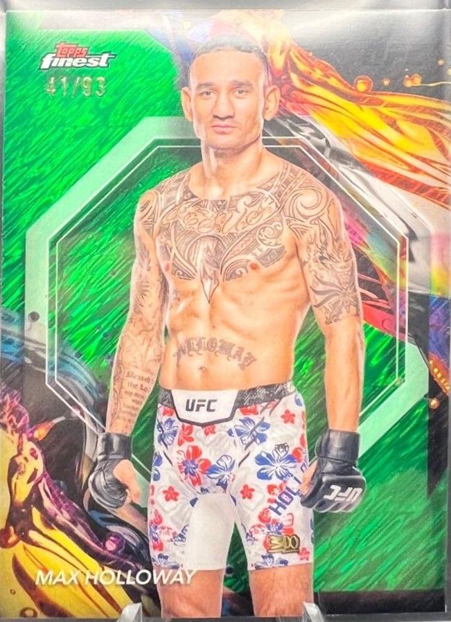 Max Holloway 2024 Topps Finest UFC Base Common #31 Green Shimmer Refractor