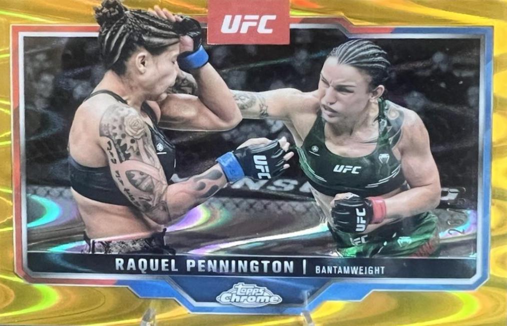 Raquel Pennington 2025 Topps Chrome UFC Base #156 Gold RayWave