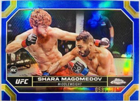 Shara Magomedov 2024 Topps Chrome UFC Base #141 Blue Refractor