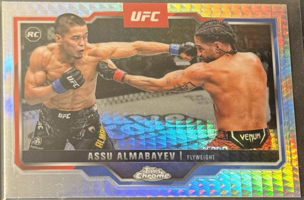 Assu Almabayev 2025 Topps Chrome UFC Base #182 Blue Geometric Refractor