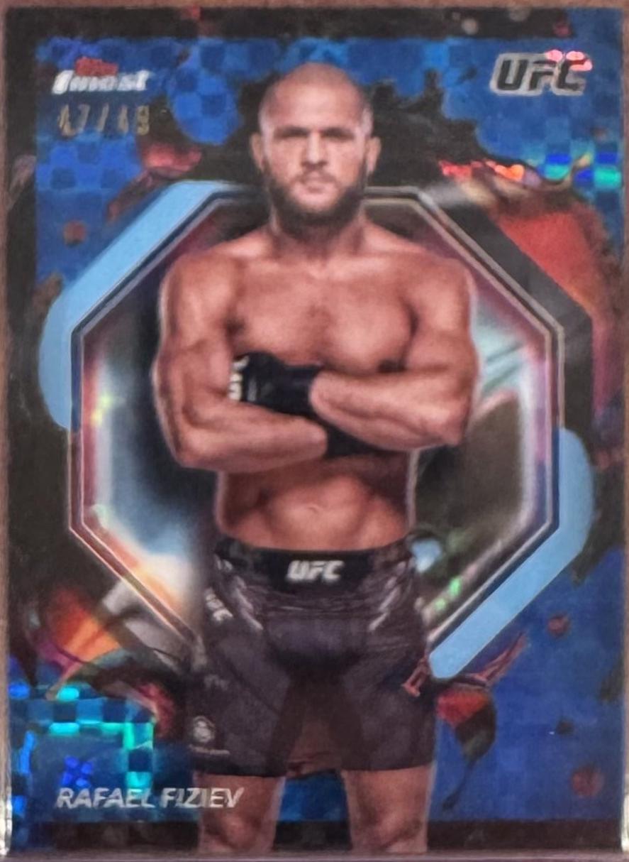Rafael Fiziev 2024 Topps Finest UFC Base Rare #292 Blue Checkerboard Refractor