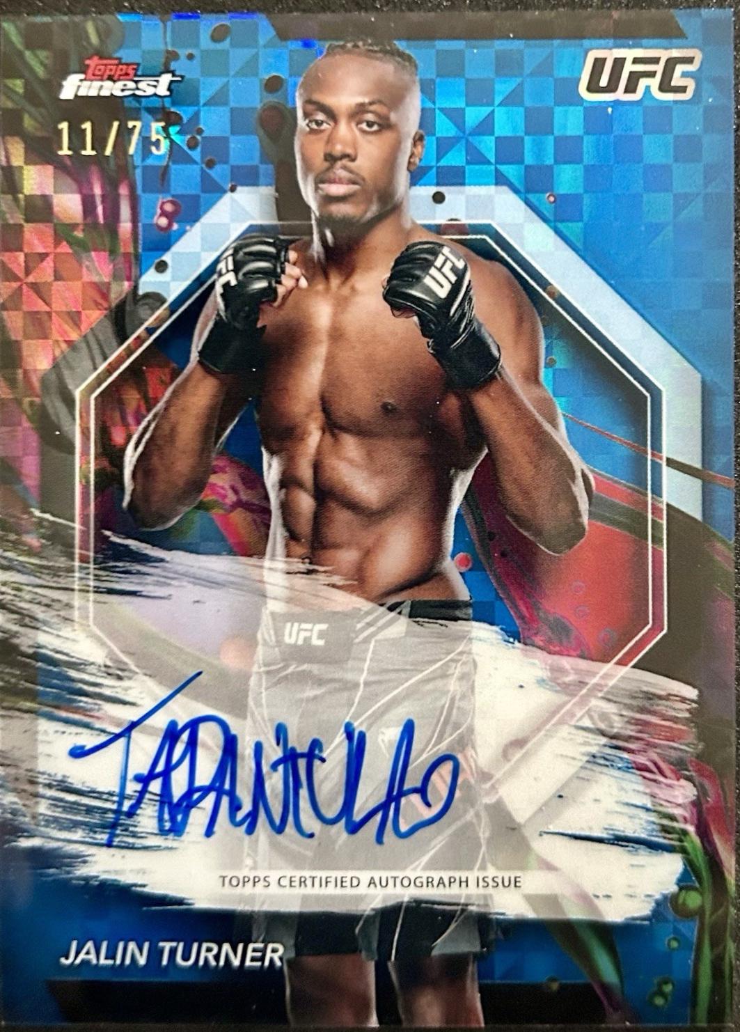 Jalin Turner 2024 Topps Finest UFC Finest Autographs #FA-JTR Blue Checkerboard Refractor
