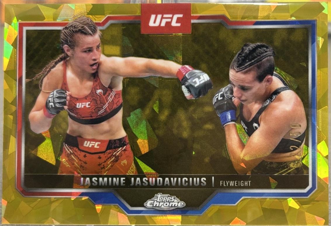 Jasmine Jasudavicius 2025 Topps Chrome Sapphire UFC Base Sapphire #93 Gold Sapphire