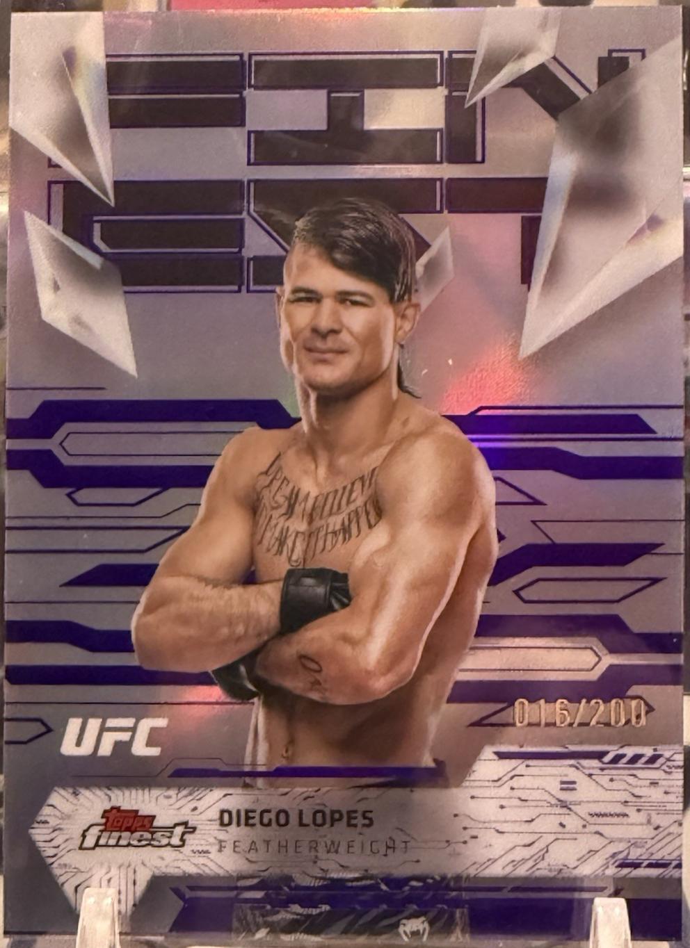 Diego Lopes 2025 Topps Finest UFC Base Uncommon #104 Purple Refractor