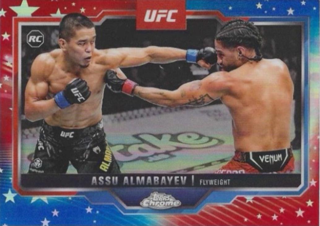 Assu Almabayev 2025 Topps Chrome UFC Base #182 Red & Blue Refractor