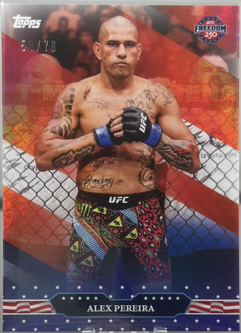 Alex Pereira 2026 Topps UFC Freedom 250 Base #7 Red White Blue