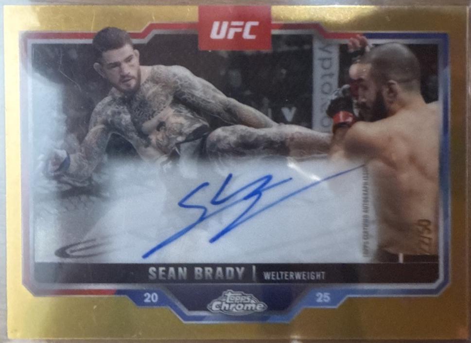 Sean Brady 2025 Topps Chrome UFC Chrome Veteran Autographs #CVA-SB Gold Refractor