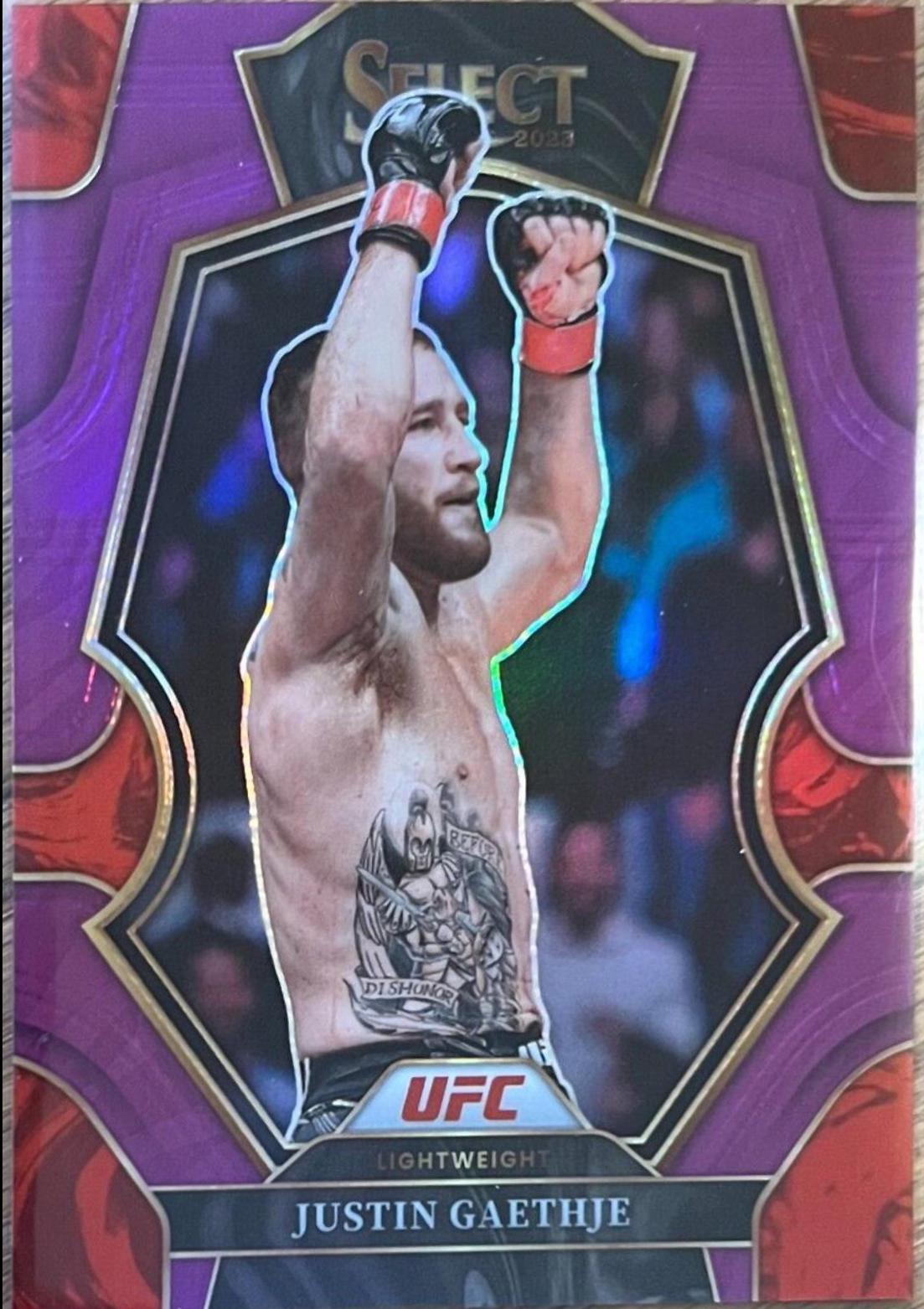 Justin Gaethje 2023 Panini Select UFC Premier Level #135 Purple