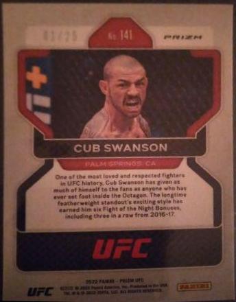 Cub Swanson 2022 Panini Prizm UFC Base #141 Green Pulsar