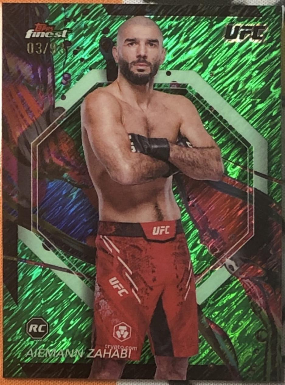 Aiemann Zahabi 2024 Topps Finest UFC Base Common #77 Green Shimmer Refractor