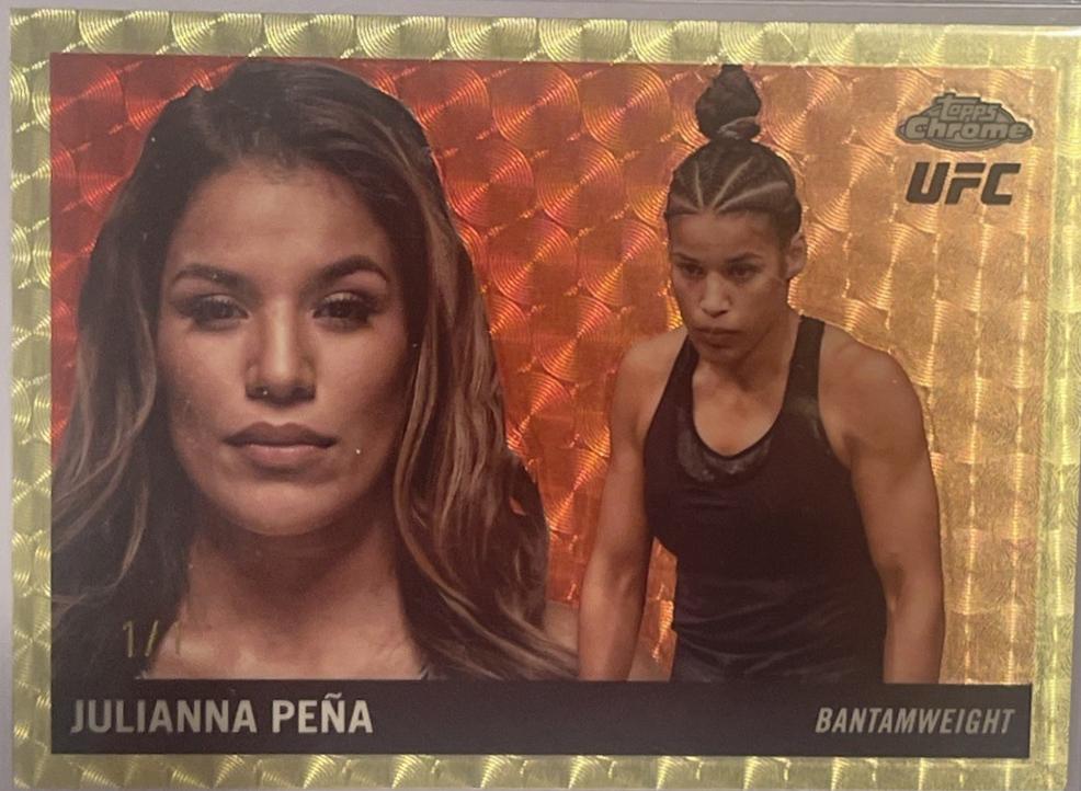 Julianna Peña 2025 Topps Chrome UFC 1955 Topps #55T-8 Superfractor